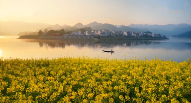 油菜花與古村同框美若畫卷